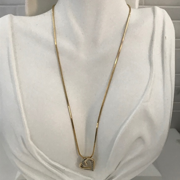 Modern 925 Silver Gold Plated Necklace Heart Pendant made in Italy - Picture 2 of 9